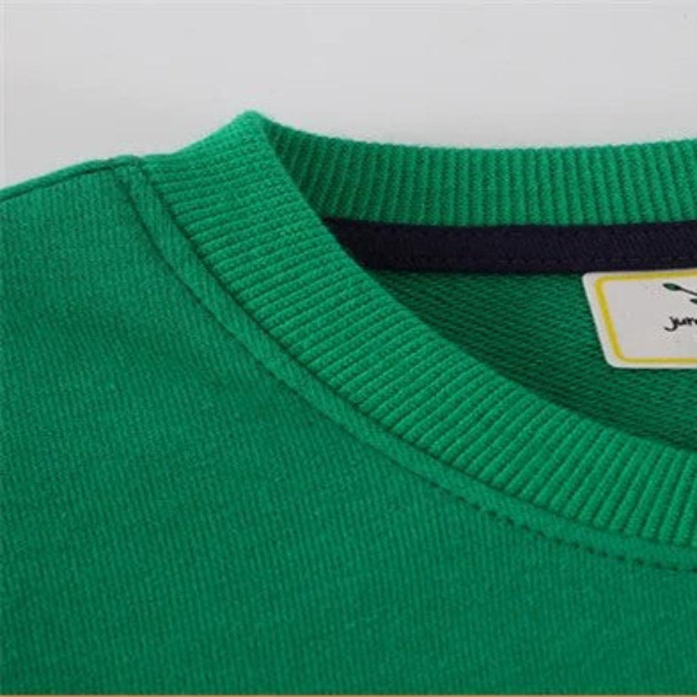! Groene Jongens Sweatshirt met Bouwvoertuigen